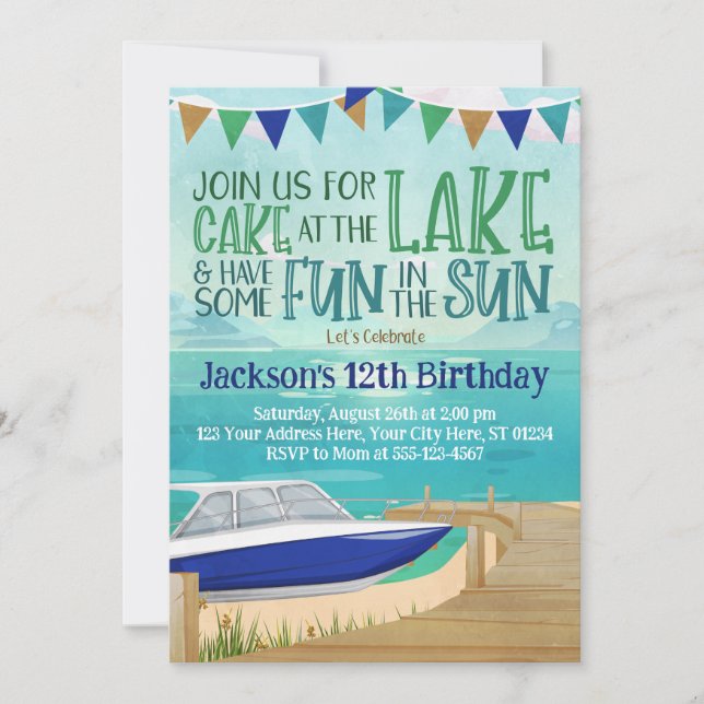 Lac Anniversaire Invitation Vitesse Bateau Lac Pêc (Devant)