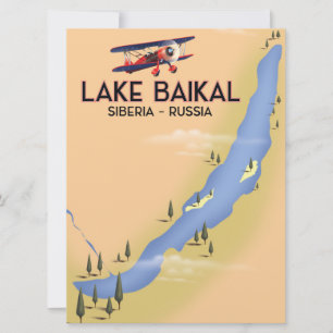 Lac Baïkal Sibérie Affiche de voyage russe Carte