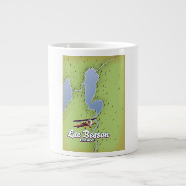 Lac Besson France-Karte Jumbo-Tasse (Vorderseite)