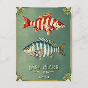 Lac Clark Alaska USA Poisson nautique Carte postal