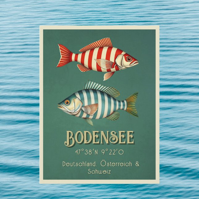 Lac Constance Bodensee Allemagne Poisson Carte pos (Créateur téléchargé)