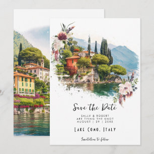 Lac de Côme Italie floral enregistrer la carte dat
