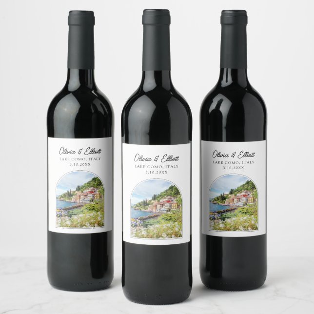 Lac de Côme Italie Mariage Étiquette de vin (Bouteilles)