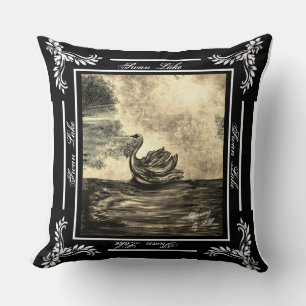 Lac des cygnes mon dessin numérique Coussin LS mar