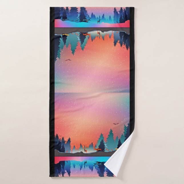 Lac d'hiver pittoresque avec Cerf (Serviette de bain)