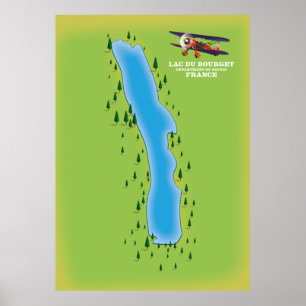 Lac du Bourget, france, Karte. Poster
