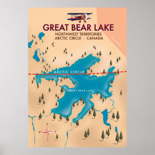 Lac Great Bear, Canada, carte affiche de voyage ar
