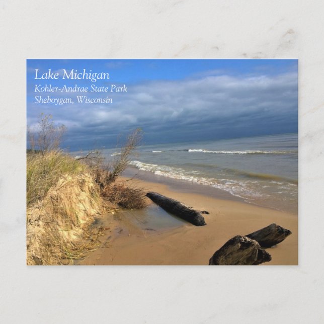 Lac Michigan, Sheboygan, carte postale du Wisconsi (Devant)