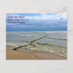 Lac Michigan, Sheboygan, carte postale du Wisconsi