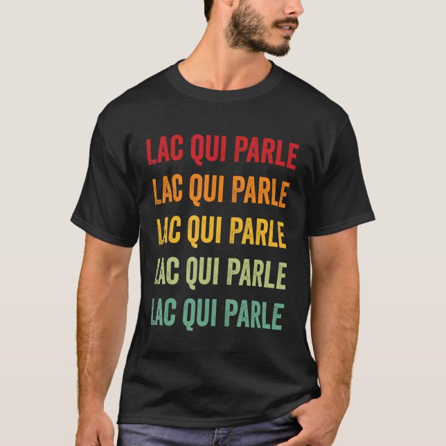 Lac qui Parle Landkreis Minnesota Rainbow Text Des T-Shirt (Vorderseite)