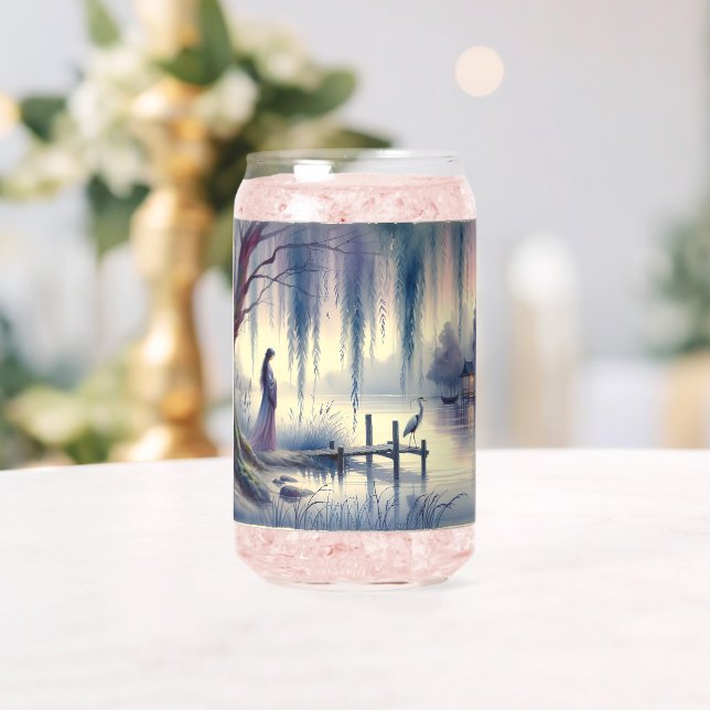 Lac Serene Imaginaire avec saule et héron (Insitu (Mariage))