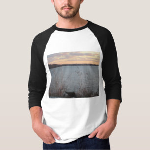Lac Shore Sunset Mens Raglan T-Shirt