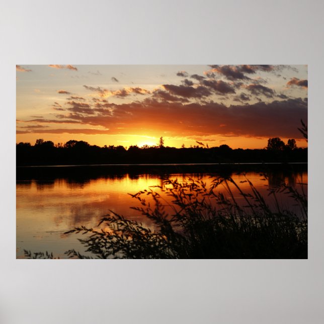 Lac Sunset Paysage Photo Nature Poster du mur (Devant)