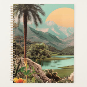 Lac Tropical Surreal Avec Palmiers