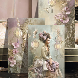 Lace and Light Triptych Sage Mauve Floral Lady Geschenkpapier Set
