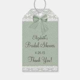 Lace and Sage Green Bow Brautparty Guest Fevor Geschenkanhänger