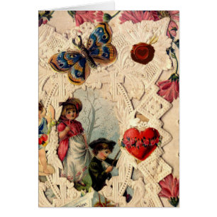 LACE ANTIQUE VALENTINE, CUPIDE, AMOUREUX ET BOUTTE
