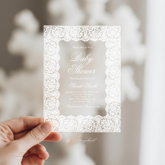 Lace Baby Shower Acryleinladungen (Von Creator hochgeladen)