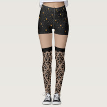 Lace Black et Gold Leggings sexy