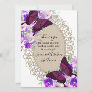 Lace Butterflies Butterfly Wedding Dankeschön Kart Einladung