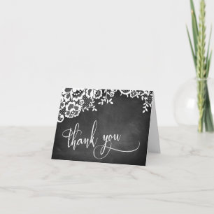 Lace Chalkboard Elegante Calligraphy Vielen Dank Dankeskarte