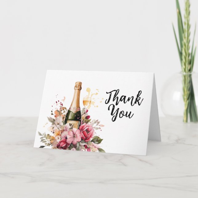 Lace & Champagne Thank You Card Dankeskarte (Vorderseite)