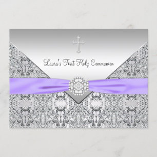 Lace Cross Girls Lila Erste Kommune Einladung
