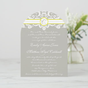 Lace Damask Yellow Wedding Einladung