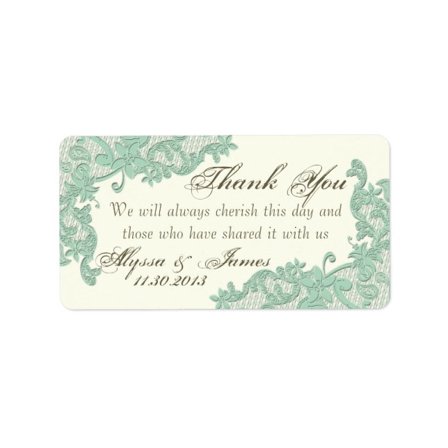 Lace Design Vielen Dank Adressaufkleber (Vorne)