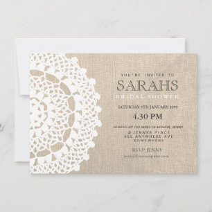 Lace Doily & Burlap Brautparty Party laden Einladung