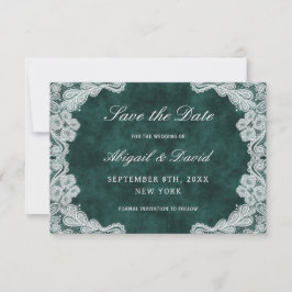 Lace Emerald Green Velvet Hochzeit speichern das D Save The Date