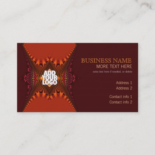 Lace Fraktal Orange Brown Business Card Visitenkarte (Vorderseite)