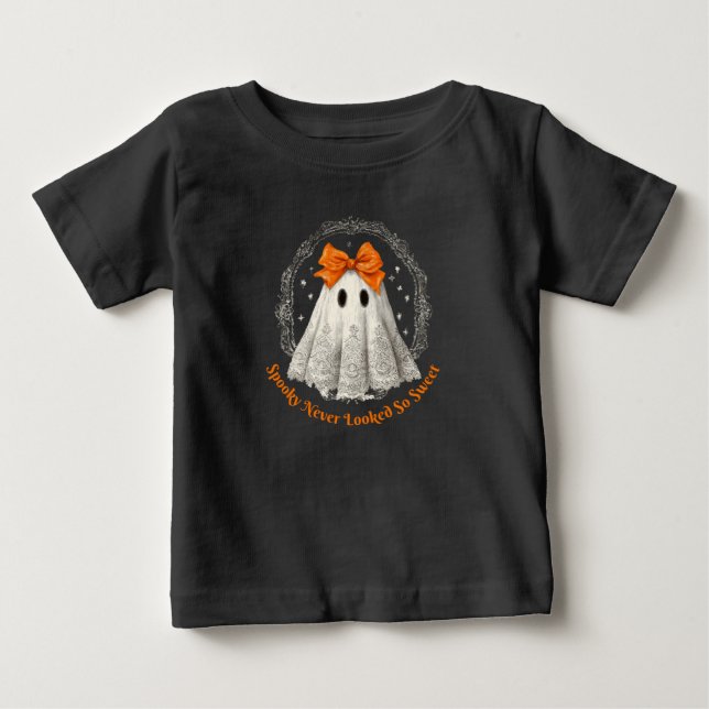 Lace Ghost with Bow in Wreath and Stars Baby T-shirt (Vorderseite)