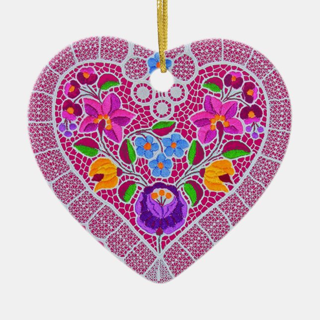 Lace Heart Keramikornament (Vorne)