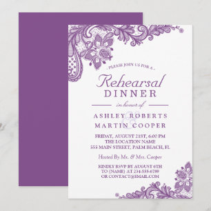 Lace Lavender Lila   Hochzeitsessen Probe Einladung