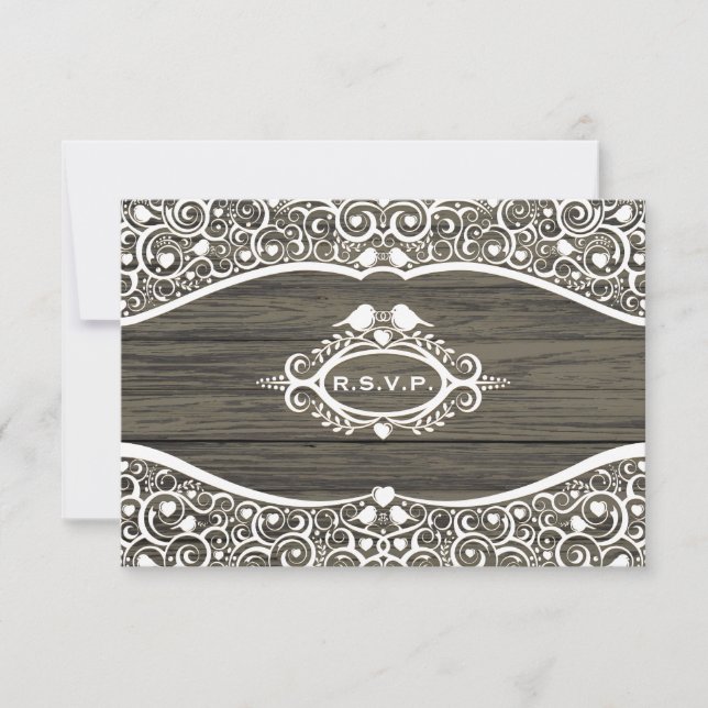 Lace Love Birds Vine Pattern R.S.V.P. RSVP Karte (Vorderseite)