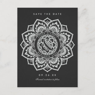 Lace Mandala Save the Date Wedding Postcards Ankündigungspostkarte