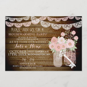 Lace Mason Jar Invitation de chauffage domestique 
