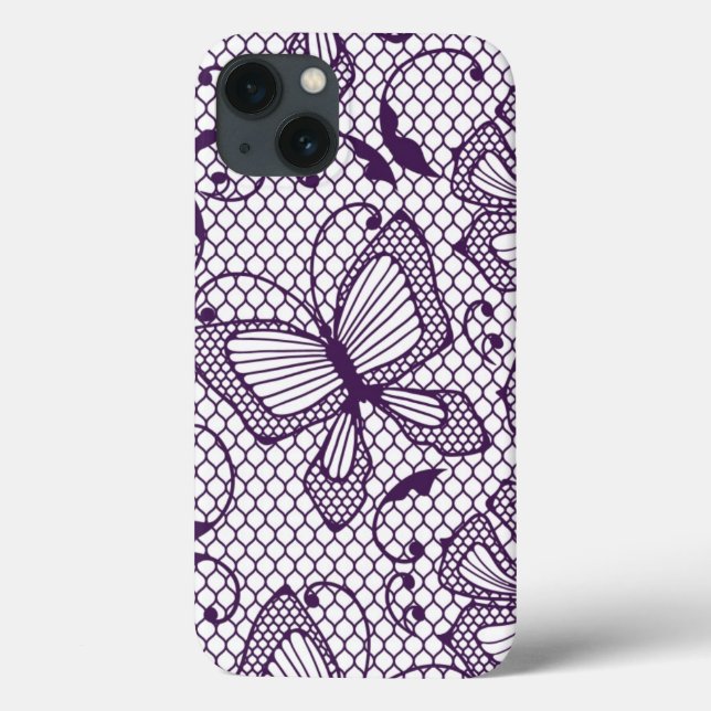 Lace pattern with butterflies Case-Mate iPhone hülle (Rückseite)
