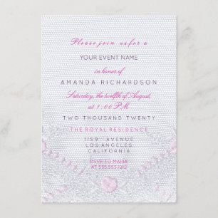 Lace Pink White New Baby Shower Girl Einladung