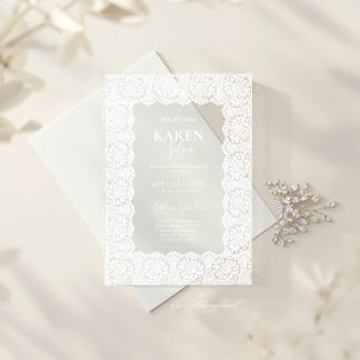 Lace Quinceanera Acrylic Invitation Acryleinladungen