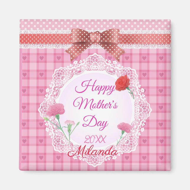 Lace Ribbon Happy Mother Day Magnet (Vorne)