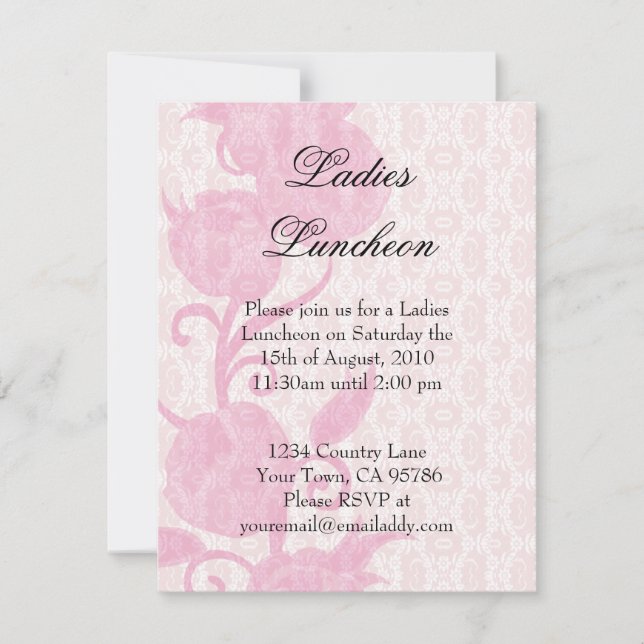 Lace Rose Lady Luncheon Party Einladung (Vorderseite)