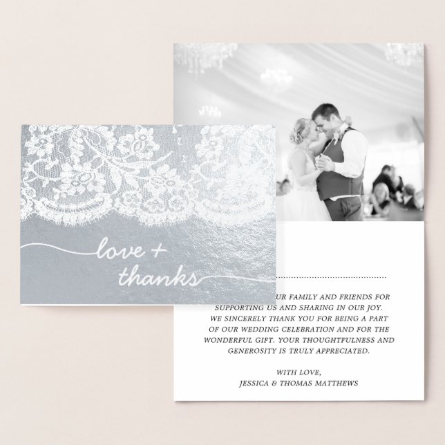 Lace Script Foto Wedding Vielen Dank Folienkarte (Anzeige)