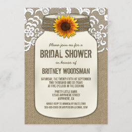 Lace Sunflower Mason Jar Bridal Dusche Einladungen