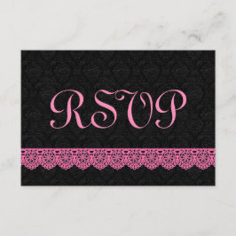 Lace UAWG Response Card V16 PINK and BLACK RSVP Karte