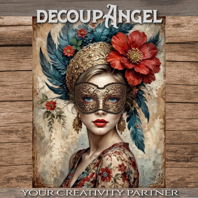 Lace Veil: Die Feathered und florale Lady-Decoupag Seidenpapier (Von Creator hochgeladen)