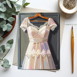 Lace Wedding Dress | Bridal Gown Watercolor Postkarte