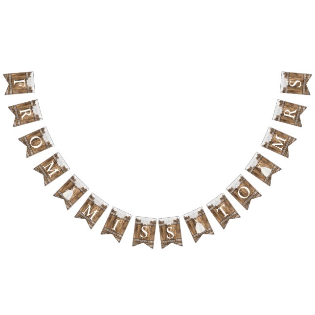 Lace & Wood Brautparty - Miss an Mrs. Wimpelkette (Alle)