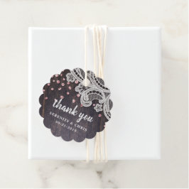 Lace wood errush Glitzer rustikale Hochzeit danke Geschenkanhänger